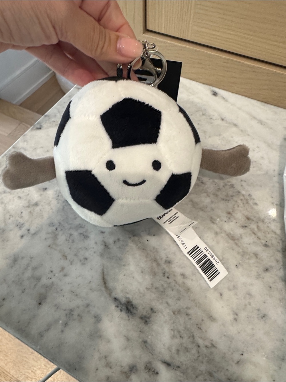 Plush Soccer Ball Keychain - White & Black